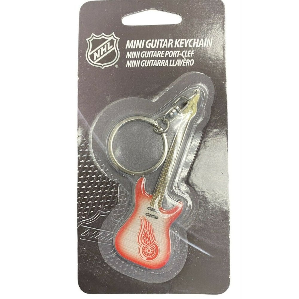 DETROIT RED WINDS MINI GUITAR KEYCHAIN‎ WOODROW NEW LICENSED NHL